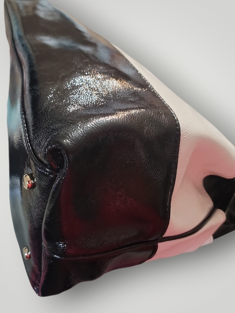 Kate Spade Black, White & Red w/Polka Dot Interior Patent Leather Shoulder Tote - Picture 9 of 15